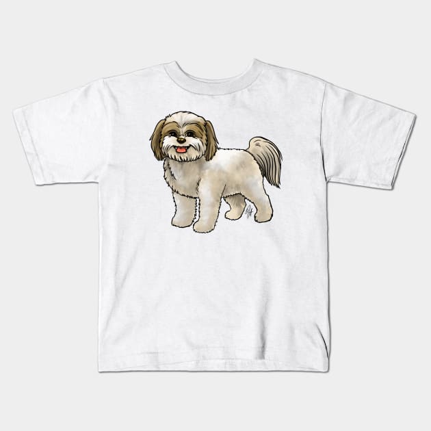 Dog - Shih Poo - Cream and Tan Kids T-Shirt by Jen's Dogs Custom Gifts and Designs